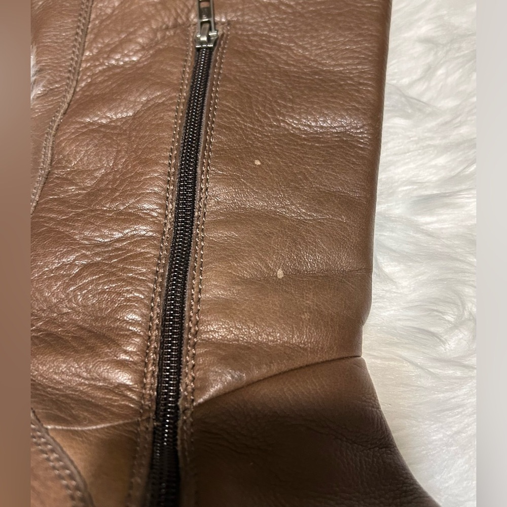 UGG Felicity Brown Shearling-Lined Mid Calf Lace Leather Wedge Boots - Picture 8 of 15